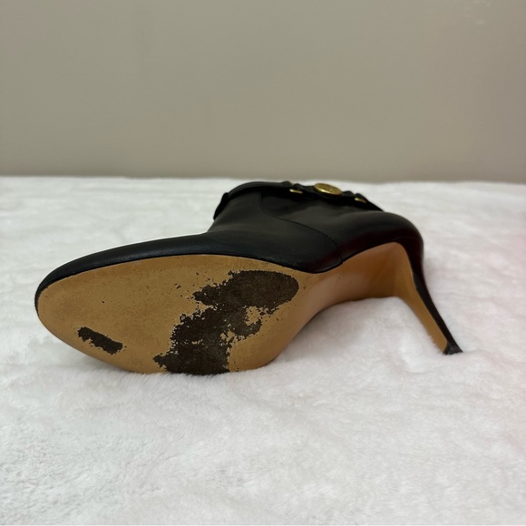 Coach Black Women’s Black Leather Salene Boots w Gold Ankle Bootie Heel Size 10 - Picture 9 of 16